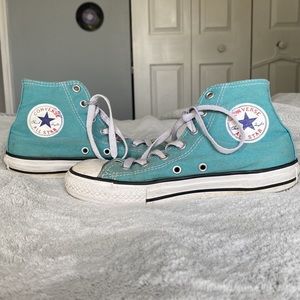 TEAL CONVERSE ALL STAR SHOES!!